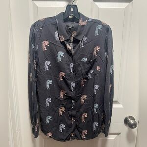 Rails‎ | Gray Button Down Blouse Kathryn Multicolor Bengal Rayon Sz S